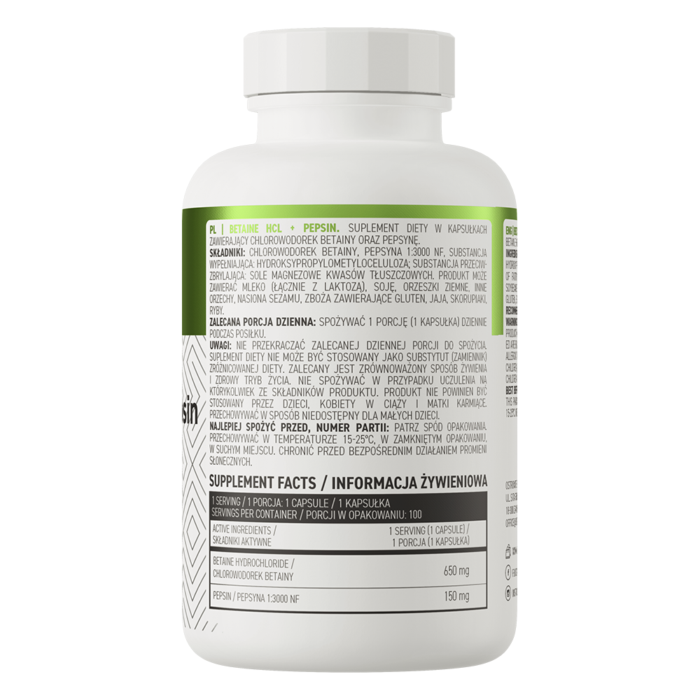 OstroVit Betaine HCl + Pepsin 100 caps