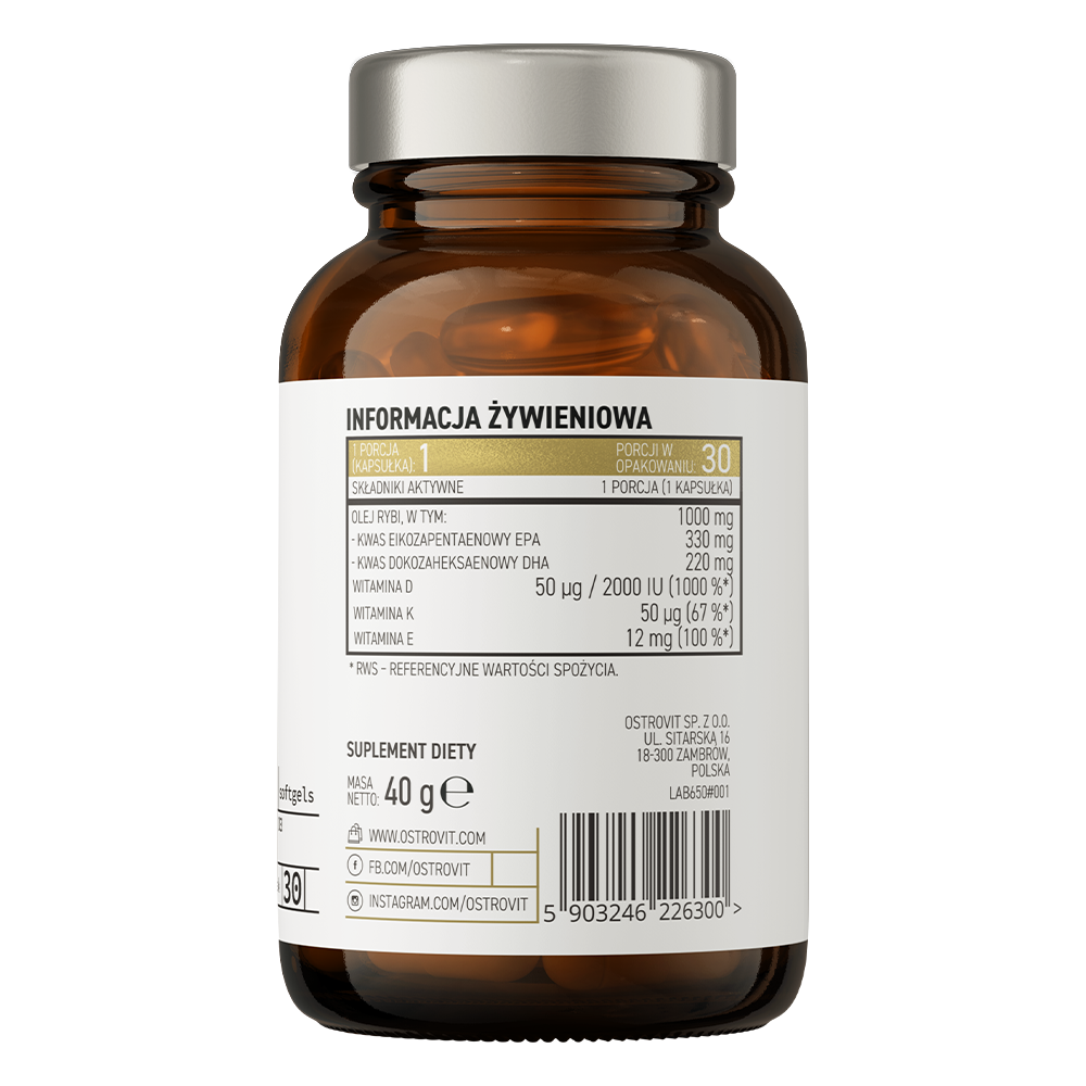 OstroVit Pharma Elite Omega 3 D3 + K2 30 caps