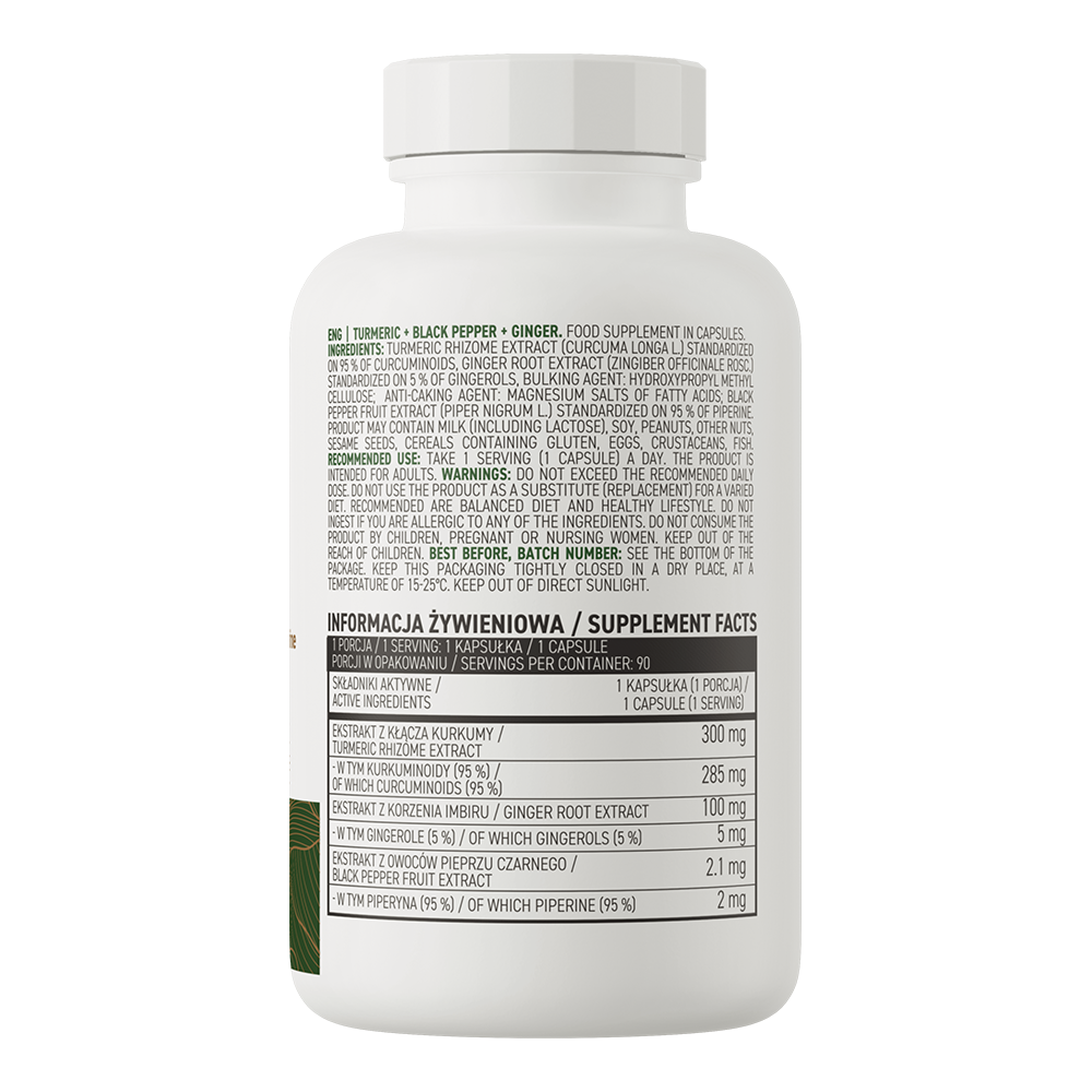 OstroVit Turmeric (Curcumin) + Black Pepper + Ginger Vege 90 caps