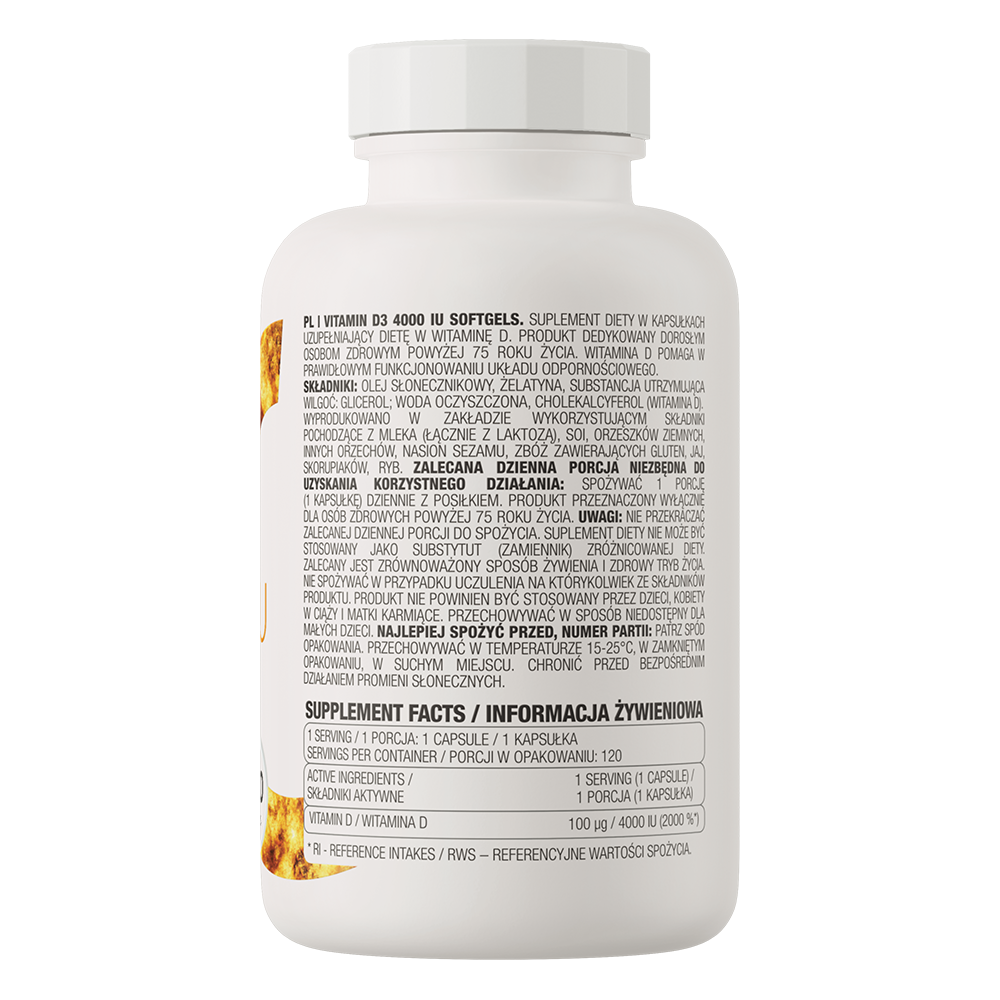 OstroVit Vitamin D3 4000 IU 120 softgel caps
