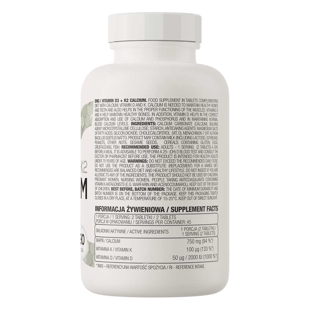 OstroVit Vitamin D3 + K2 + Calcium 90 tabs