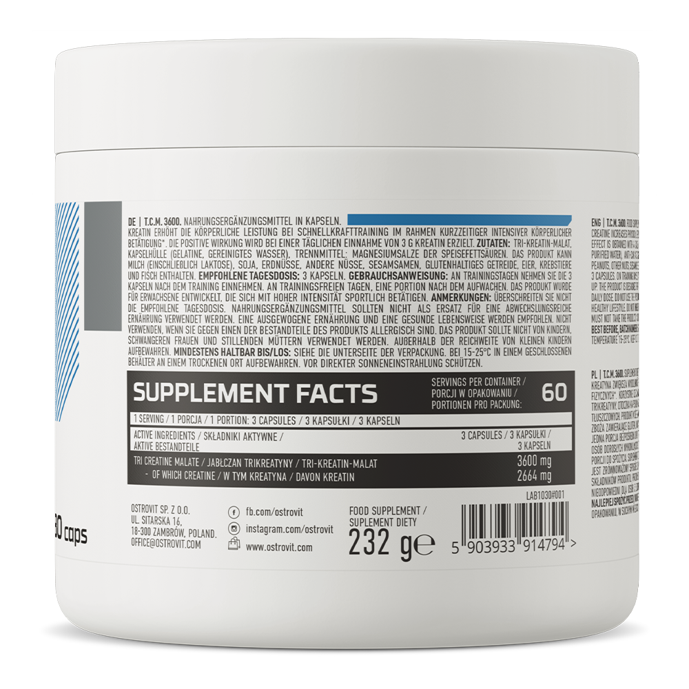 OstroVit Creatine Malate 3600 mg 180 capsules